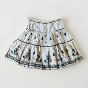 LITHE Anthropologie First Impression Size 6 Skirt Beige Black Embroidered Floral